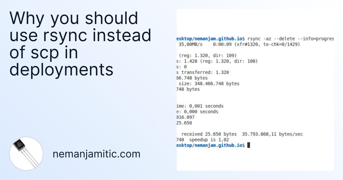 Why you should use rsync instead of scp in deployments - Nemanja Mitic