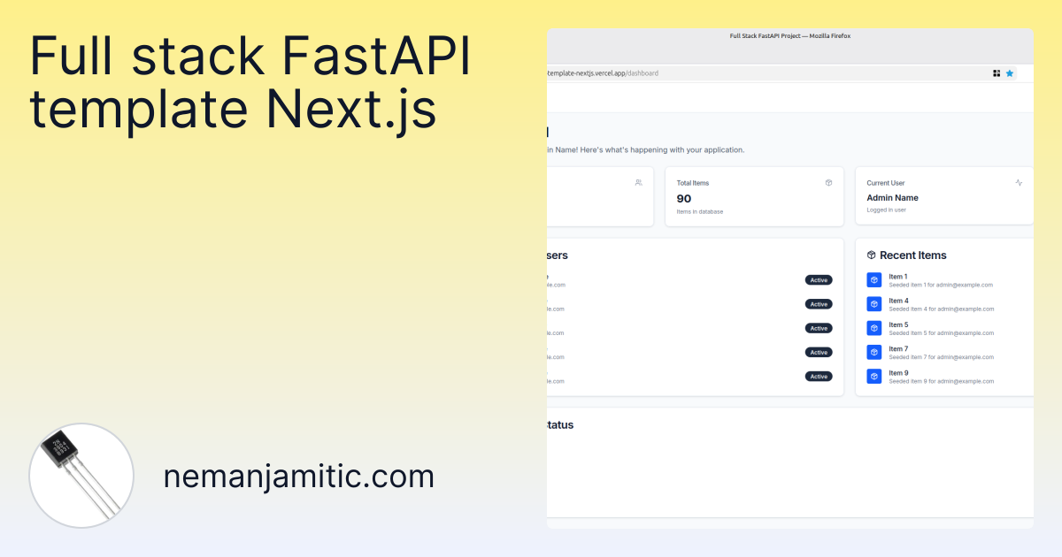 Full stack FastAPI template Next.js - Nemanja Mitic